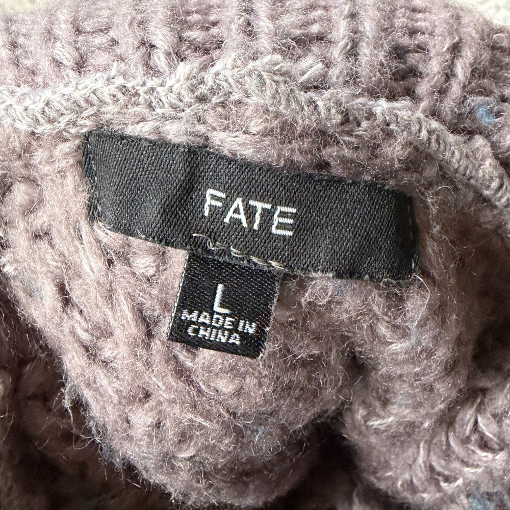 Fate Heather Gray chunky sweater weather Winter Cable Knit Turtleneck Sweater - Picture 4 of 4